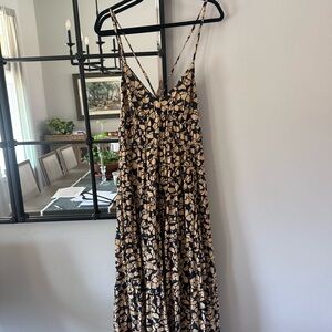 Abercrombie Brown & Black Printed Midi Dress | Size M |